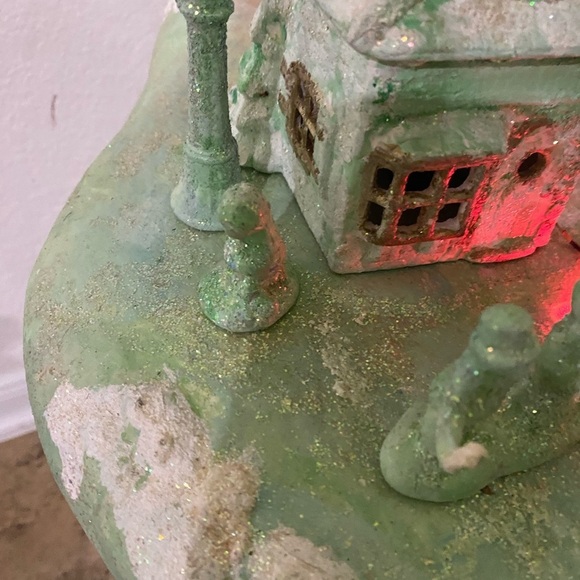 VTG Scioto Ceramic Mold Light-Up Christmas Gold Sparkling Large Village Scene - Picture 9 of 16